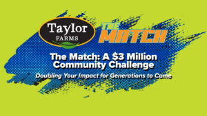 Banner featuring The Match fund raiser at the Salinas Regional Soccer Complex.