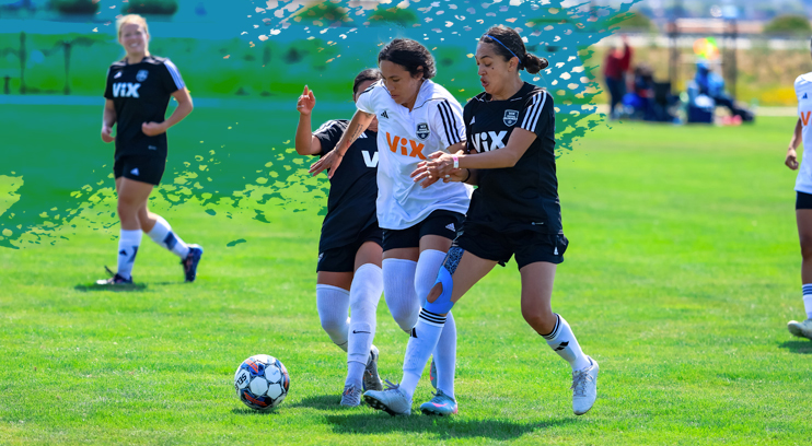 Girls playing soccer at the Salinas Regional Soccer Complex.